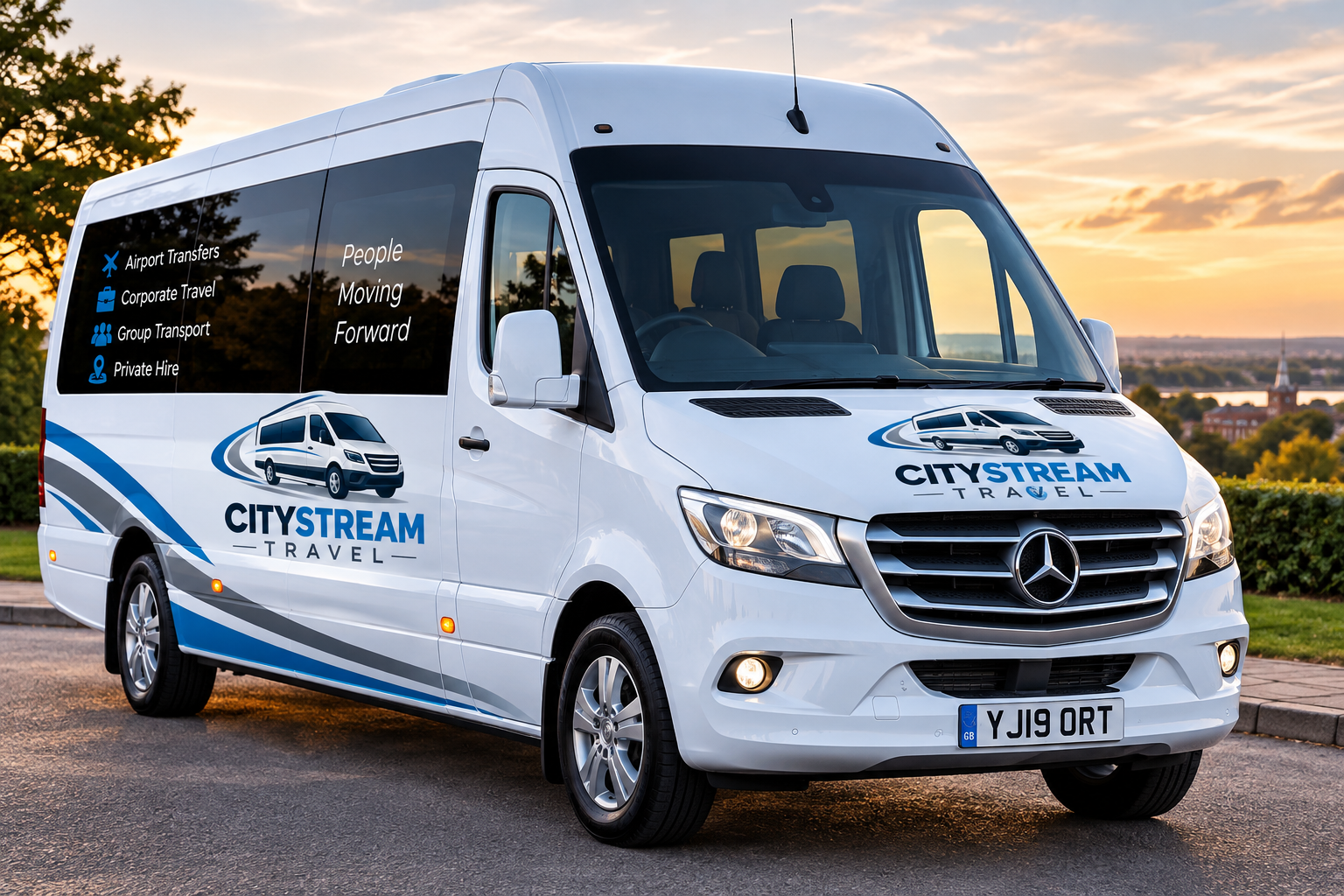 Front view of a CityStream minibus